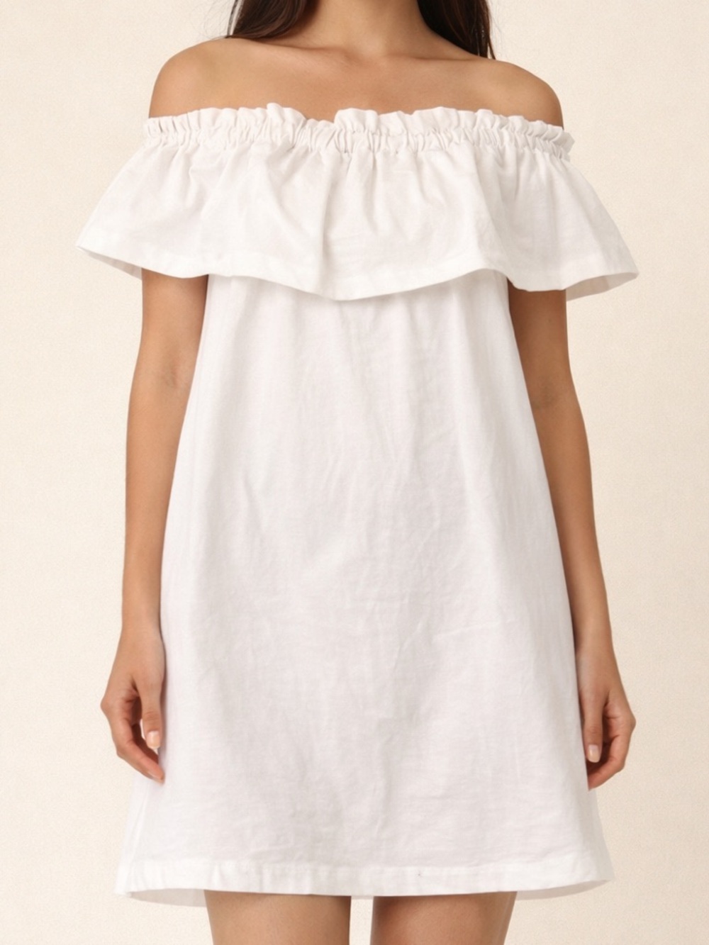 H&M White Cotton Blend Cold Shoulder Dress size 4 Boho Sundress Beach